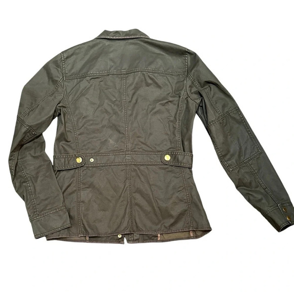 J.CREW Women's Field Jacket XS Olive Green Storm Collar Waxed Canvas SZ XS - Picture 3 of 5